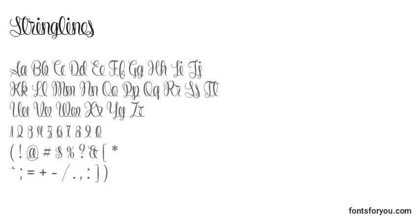 Шрифт Stringlines (82515) – алфавит, цифры, специальные символы