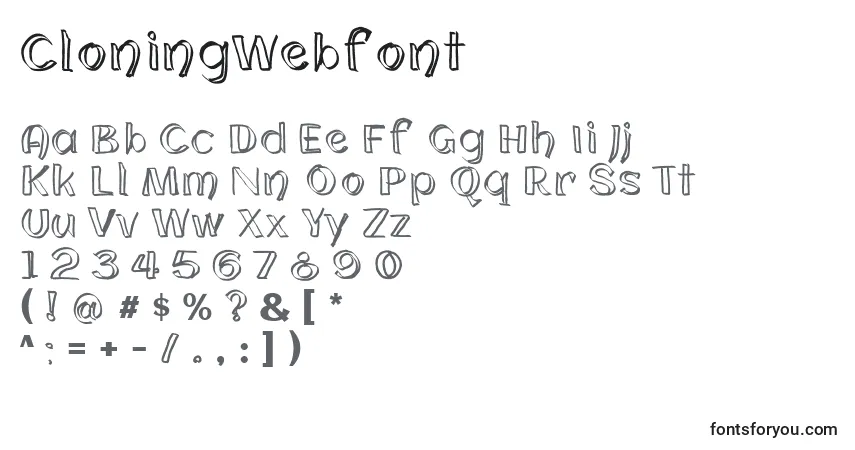 A fonte CloningWebfont – alfabeto, números, caracteres especiais