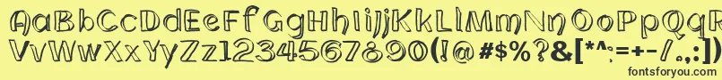 Fonte CloningWebfont – fontes pretas em um fundo amarelo