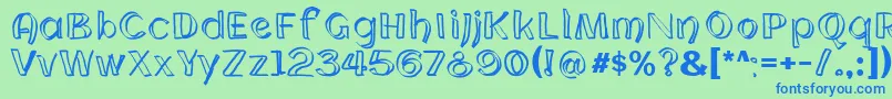 CloningWebfont Font – Blue Fonts on Green Background