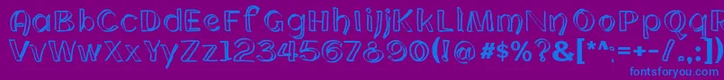 CloningWebfont-Schriftart – Blaue Schriften auf violettem Hintergrund