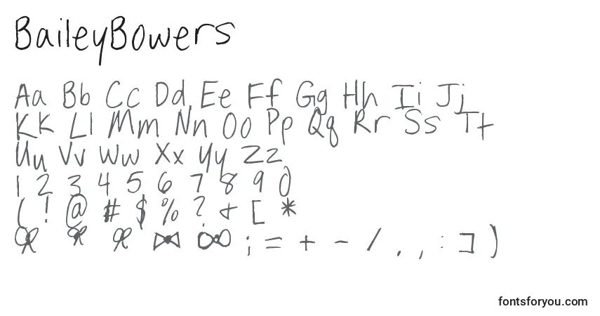 Czcionka BaileyBowers – alfabet, cyfry, specjalne znaki