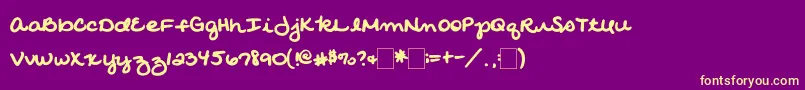 2peasOatmealCookie Font – Yellow Fonts on Purple Background