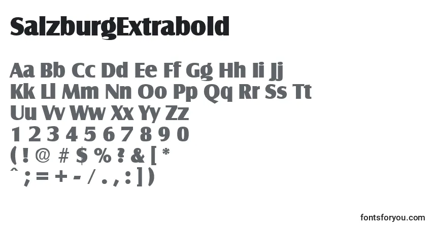 Schriftart SalzburgExtrabold – Alphabet, Zahlen, spezielle Symbole