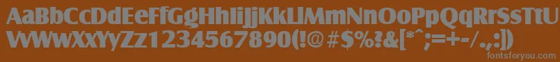 SalzburgExtrabold-fontti – harmaat kirjasimet ruskealla taustalla