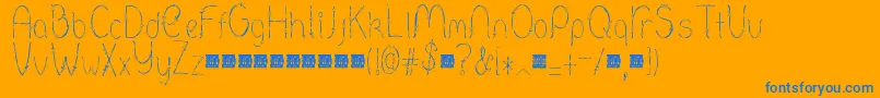 Weitere Informationen zur Barbed-Schriftart Barbed-Schriftart – Blaue Schriften auf orangefarbenem Hintergrund