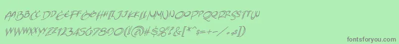 Czcionka AtlandsketchesBbItalic – szare czcionki na zielonym tle