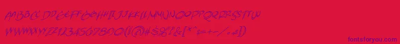 Czcionka AtlandsketchesBbItalic – fioletowe czcionki na czerwonym tle