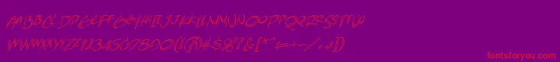 AtlandsketchesBbItalic-Schriftart – Rote Schriften auf violettem Hintergrund