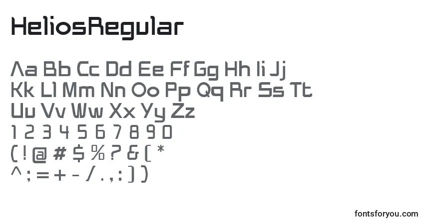 HeliosRegular-fontti – aakkoset, numerot, erikoismerkit