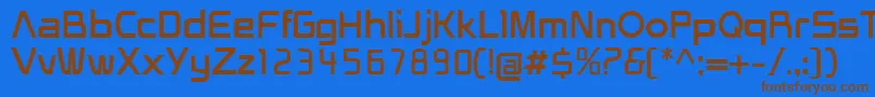 フォントHeliosRegular – 茶色の文字が青い背景にあります。