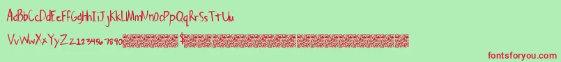 フォントCleaneasy – 赤い文字の緑の背景