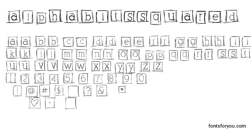 Alphabitssquared-fontti – aakkoset, numerot, erikoismerkit