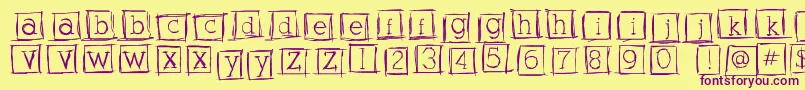 Alphabitssquared-fontti – violetit fontit keltaisella taustalla