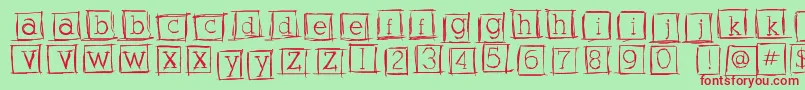 フォントAlphabitssquared – 赤い文字の緑の背景