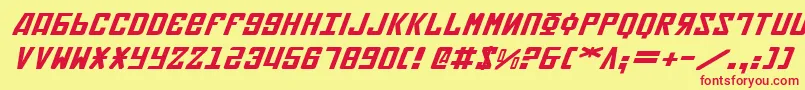 フォントSovietExpandedItalic – 赤い文字の黄色い背景
