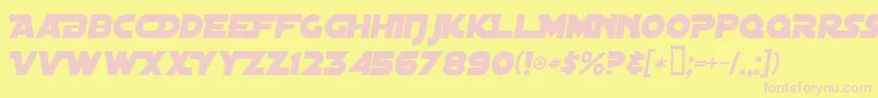 DistantGalaxyAlternateItalic-Schriftart – Rosa Schriften auf gelbem Hintergrund