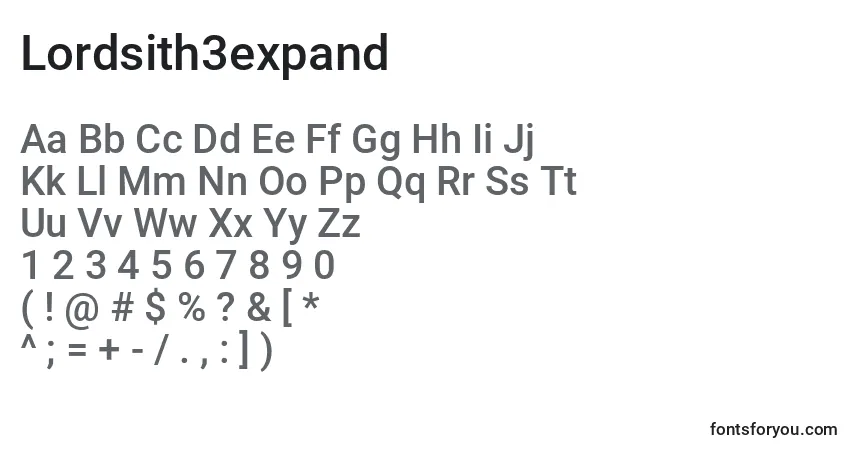 Czcionka Lordsith3expand – alfabet, cyfry, specjalne znaki