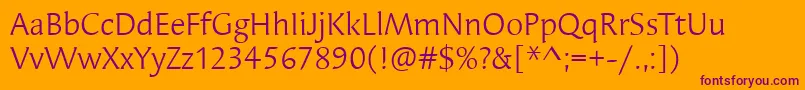 SyndorItcBook Font – Purple Fonts on Orange Background