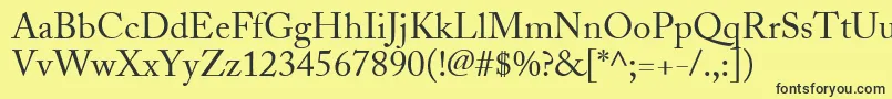 フォントAdobeCaslonRegular – 黒い文字の黄色い背景