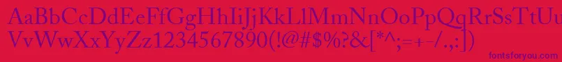 AdobeCaslonRegular-Schriftart – Violette Schriften auf rotem Hintergrund