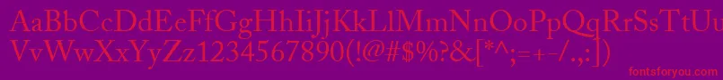 AdobeCaslonRegular-Schriftart – Rote Schriften auf violettem Hintergrund