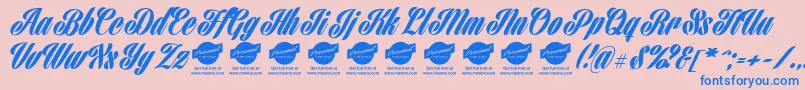 HarbellPersonalUse-Schriftart – Blaue Schriften auf rosa Hintergrund