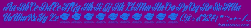 HarbellPersonalUse-Schriftart – Blaue Schriften auf violettem Hintergrund