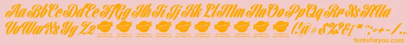 HarbellPersonalUse-Schriftart – Orangefarbene Schriften auf rosa Hintergrund