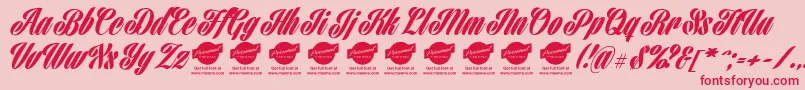 フォントHarbellPersonalUse – ピンクの背景に赤い文字