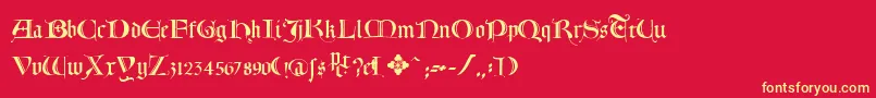 フォントLombardia – 黄色の文字、赤い背景