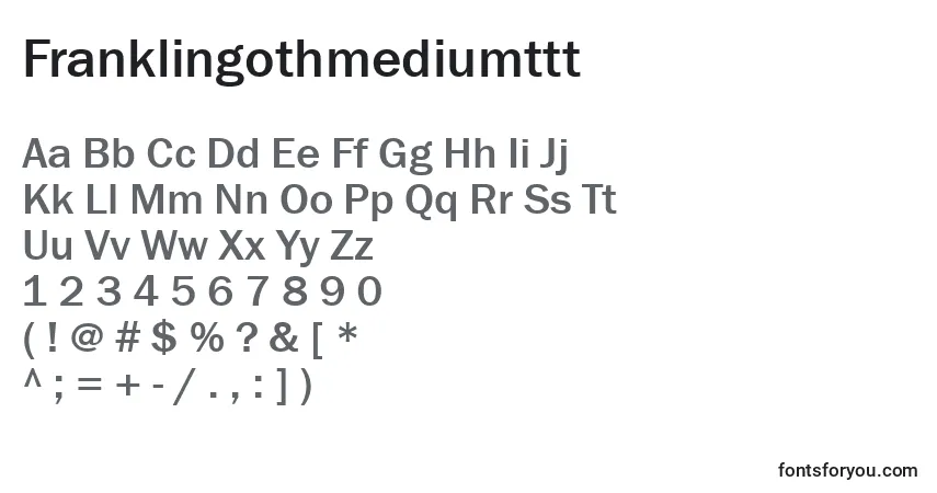 A fonte Franklingothmediumttt – alfabeto, números, caracteres especiais