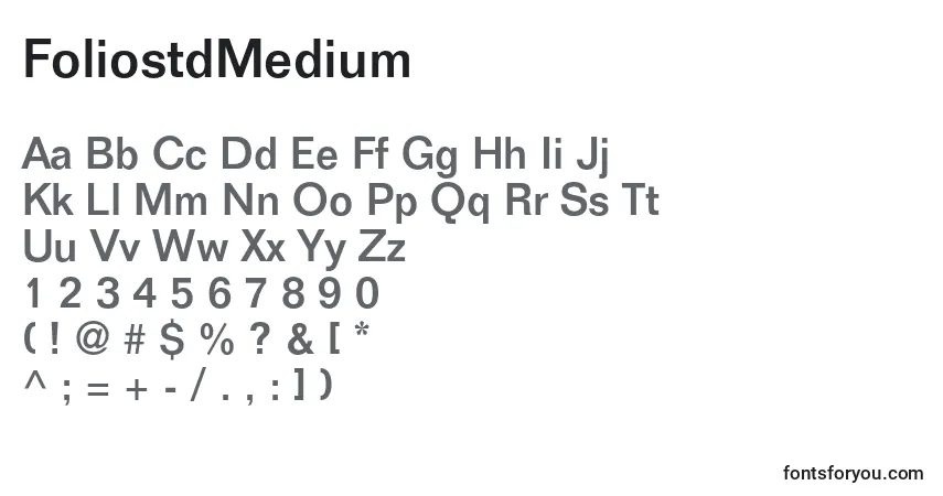 A fonte FoliostdMedium – alfabeto, números, caracteres especiais