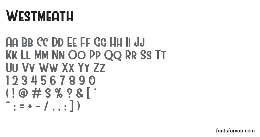 A fonte Westmeath (82547) – alfabeto, números, caracteres especiais