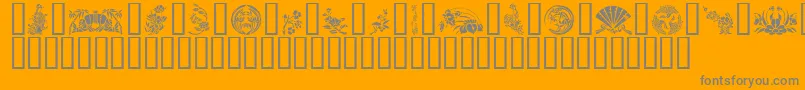 GeJapaneseArt-Schriftart – Graue Schriften auf orangefarbenem Hintergrund
