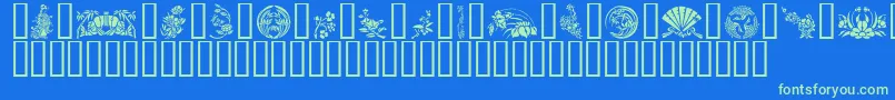 GeJapaneseArt-Schriftart – Grüne Schriften auf blauem Hintergrund