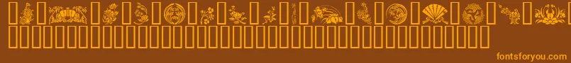 GeJapaneseArt-Schriftart – Orangefarbene Schriften auf braunem Hintergrund