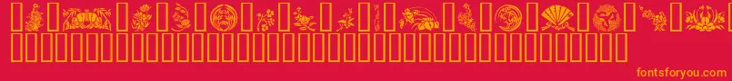 GeJapaneseArt Font – Orange Fonts on Red Background