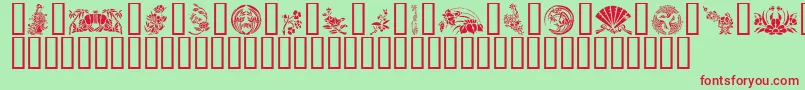 フォントGeJapaneseArt – 赤い文字の緑の背景