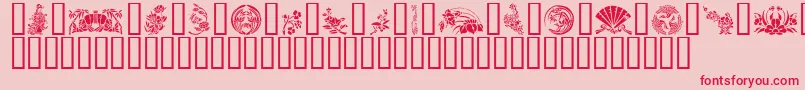 GeJapaneseArt Font – Red Fonts on Pink Background