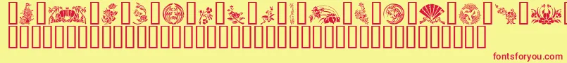 GeJapaneseArt Font – Red Fonts on Yellow Background