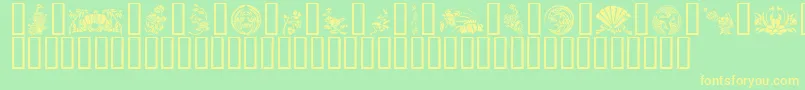 GeJapaneseArt Font – Yellow Fonts on Green Background