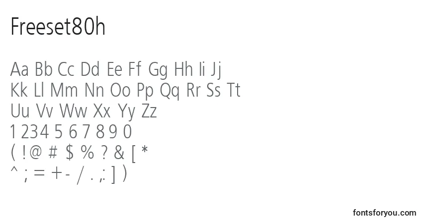 Schriftart Freeset80h – Alphabet, Zahlen, spezielle Symbole