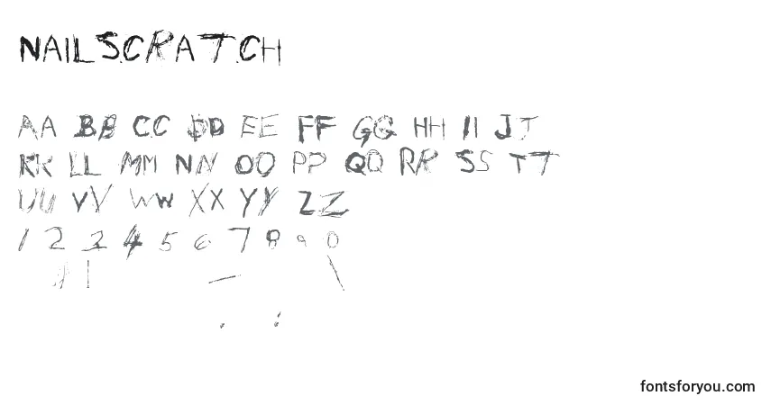 A fonte NailScratch – alfabeto, números, caracteres especiais