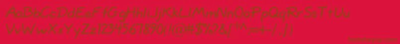 TscuComic-Schriftart – Braune Schriften auf rotem Hintergrund