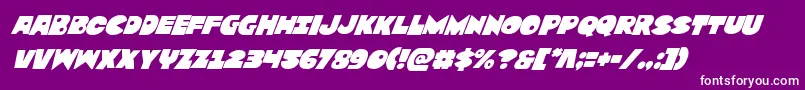 Zounderkitesuperital-Schriftart – Weiße Schriften auf violettem Hintergrund