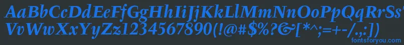 TyfaItcOtBoldItalic Font – Blue Fonts on Black Background