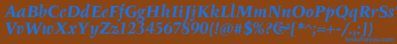 Шрифт TyfaItcOtBoldItalic – синие шрифты на коричневом фоне