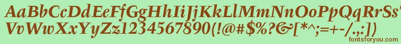 Saiba mais sobre a fonte TyfaItcOtBoldItalic Fonte TyfaItcOtBoldItalic – fontes marrons em um fundo verde