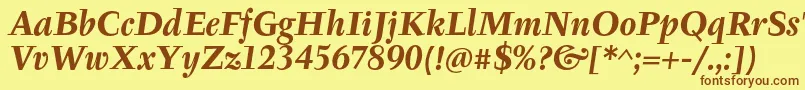 TyfaItcOtBoldItalic Font – Brown Fonts on Yellow Background